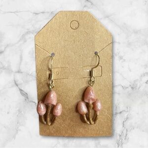Pink and Gold Mushroom Earrings